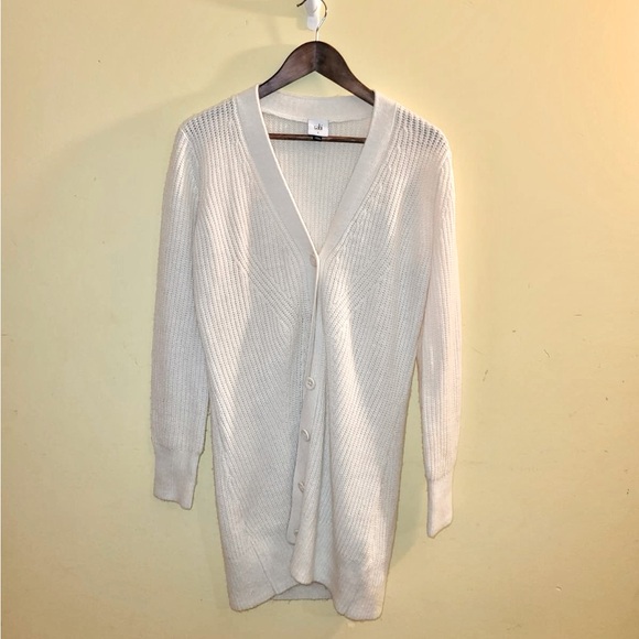 Cabi Sweater Size Small Off White Cardigan Longline Oversized Soft Cozy - Picture 1 of 5